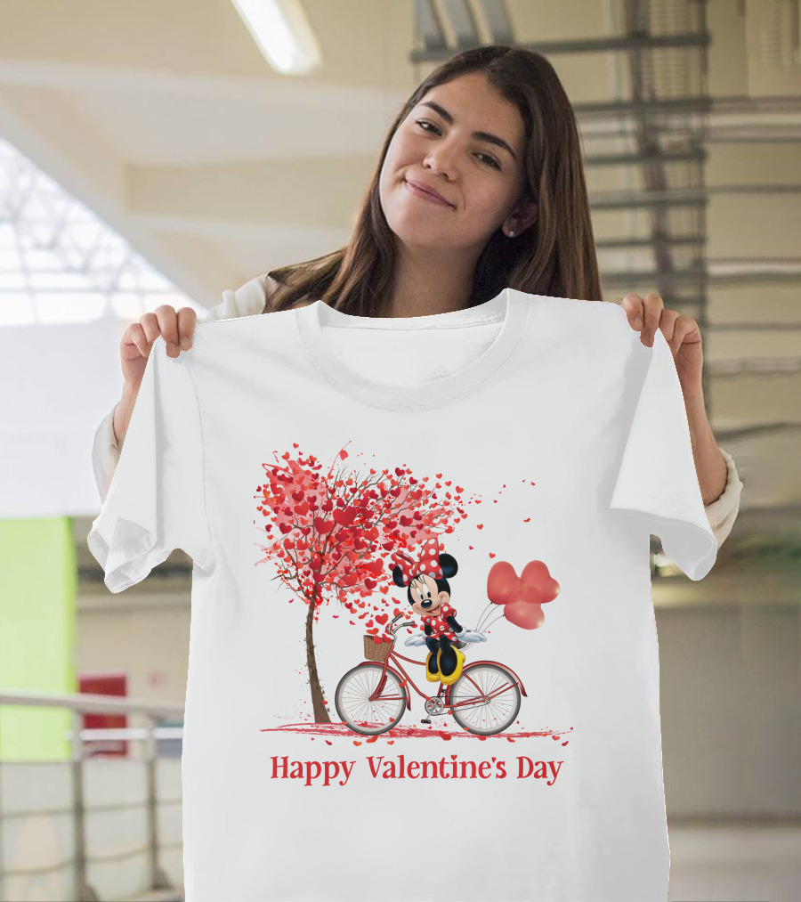 Happy Valentine's Day MN Valentine Bicycle Balloons Hearts Tree T-Shirt