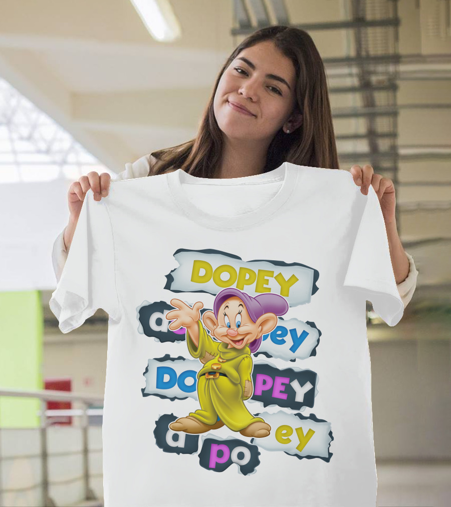 Dopey Iconic Character Playful Design With Text Variations And Classic Outfit T-Shirt