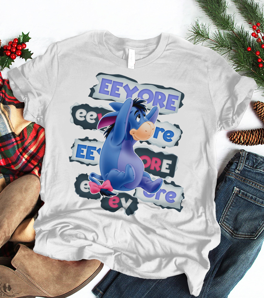 Eeyore Multiple Fonts And Colors Character Collage T-Shirt