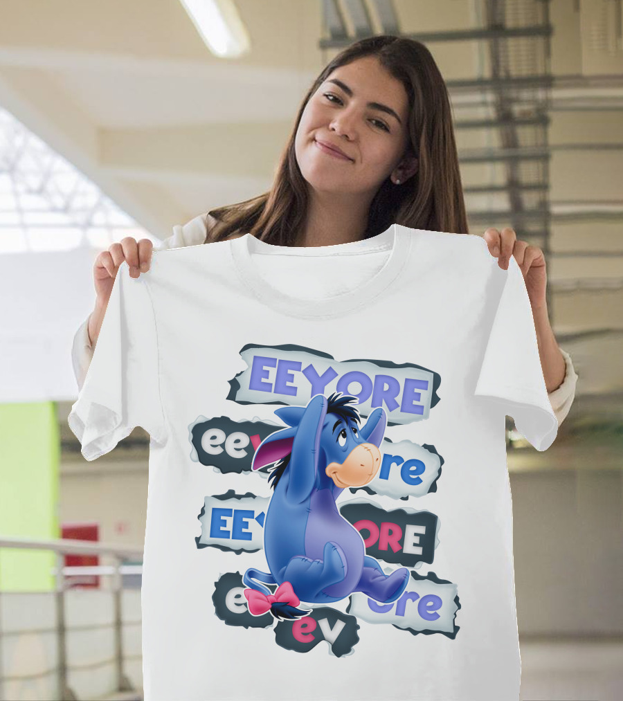 Eeyore Multiple Fonts And Colors Character Collage T-Shirt