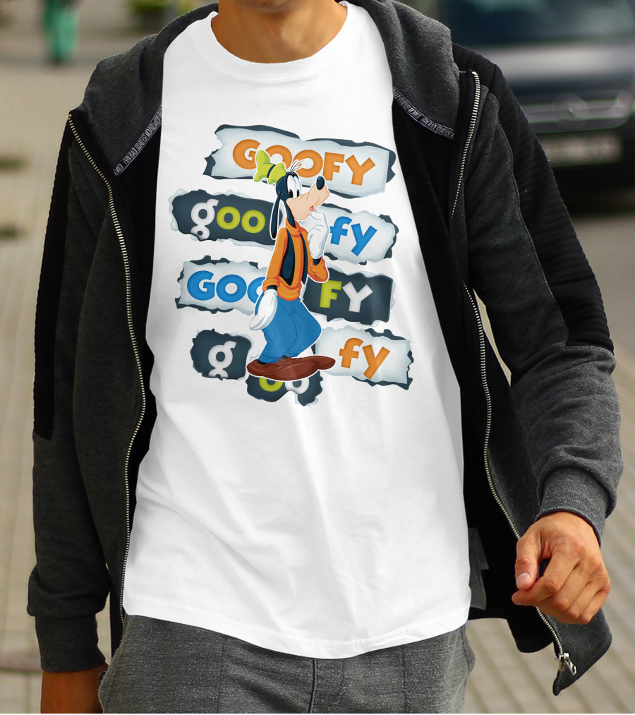 Goofy Disney Character With Multiple Text Styles T-Shirt