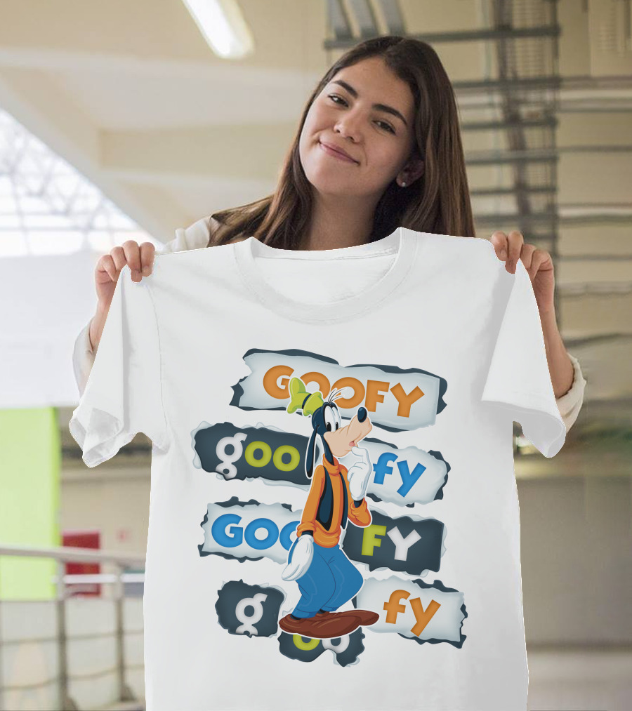 Goofy Disney Character With Multiple Text Styles T-Shirt