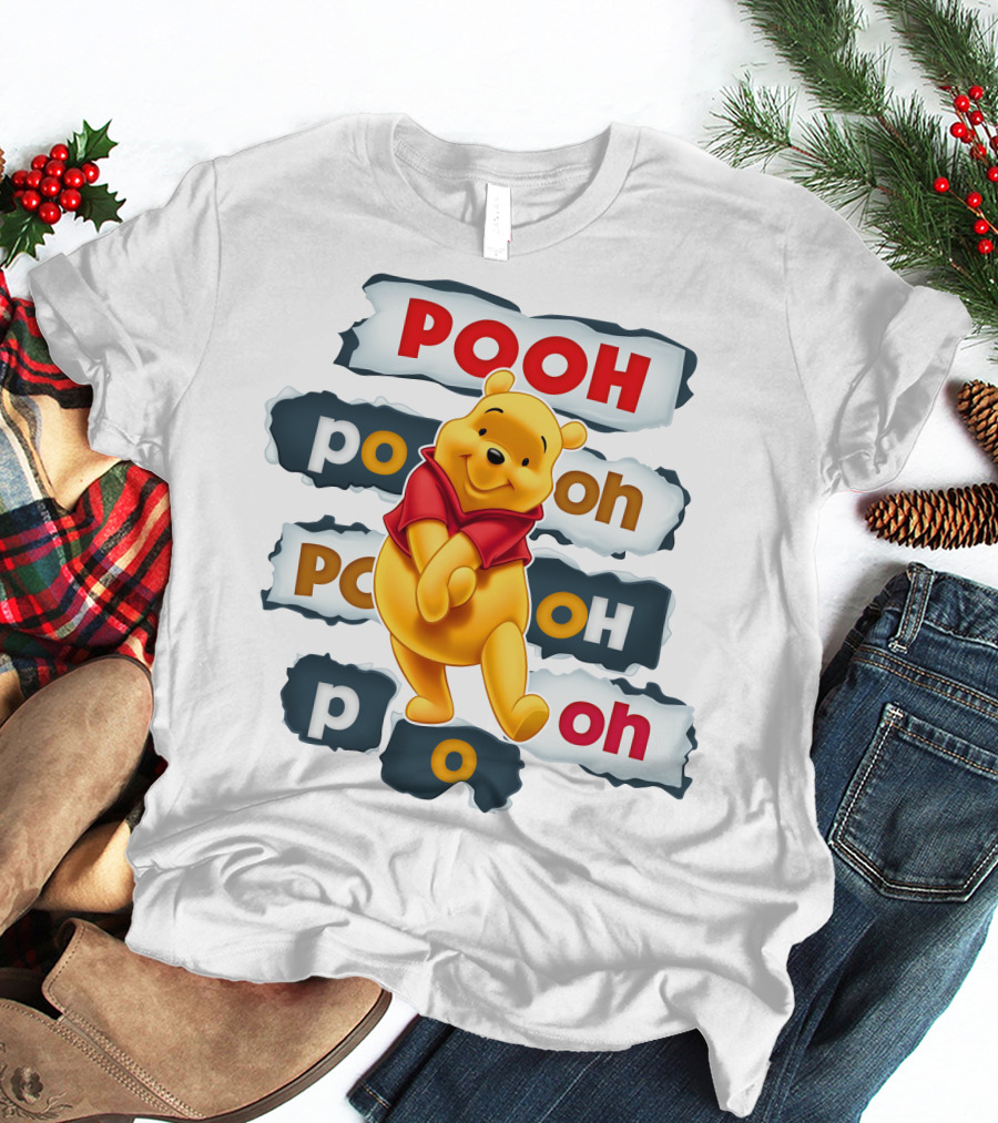 Pooh Winnie The Pooh Sticker Style Jumbo Print T-Shirt
