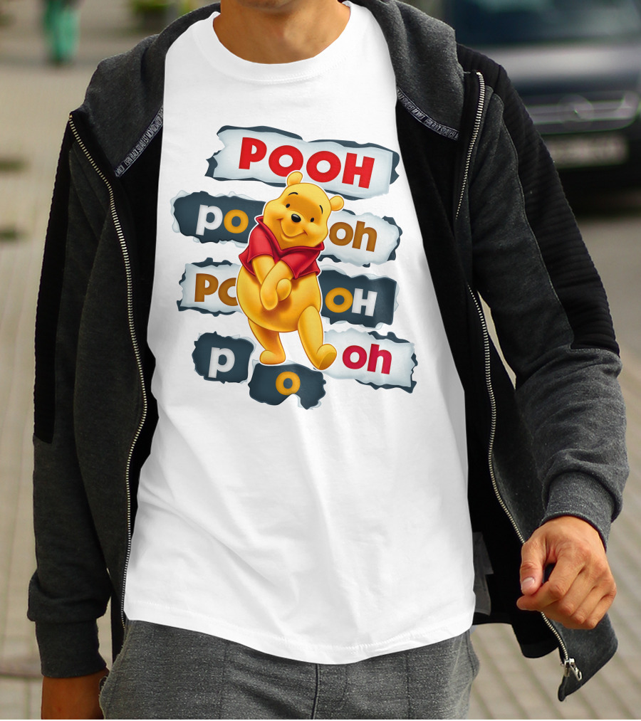 Pooh Winnie The Pooh Sticker Style Jumbo Print T-Shirt