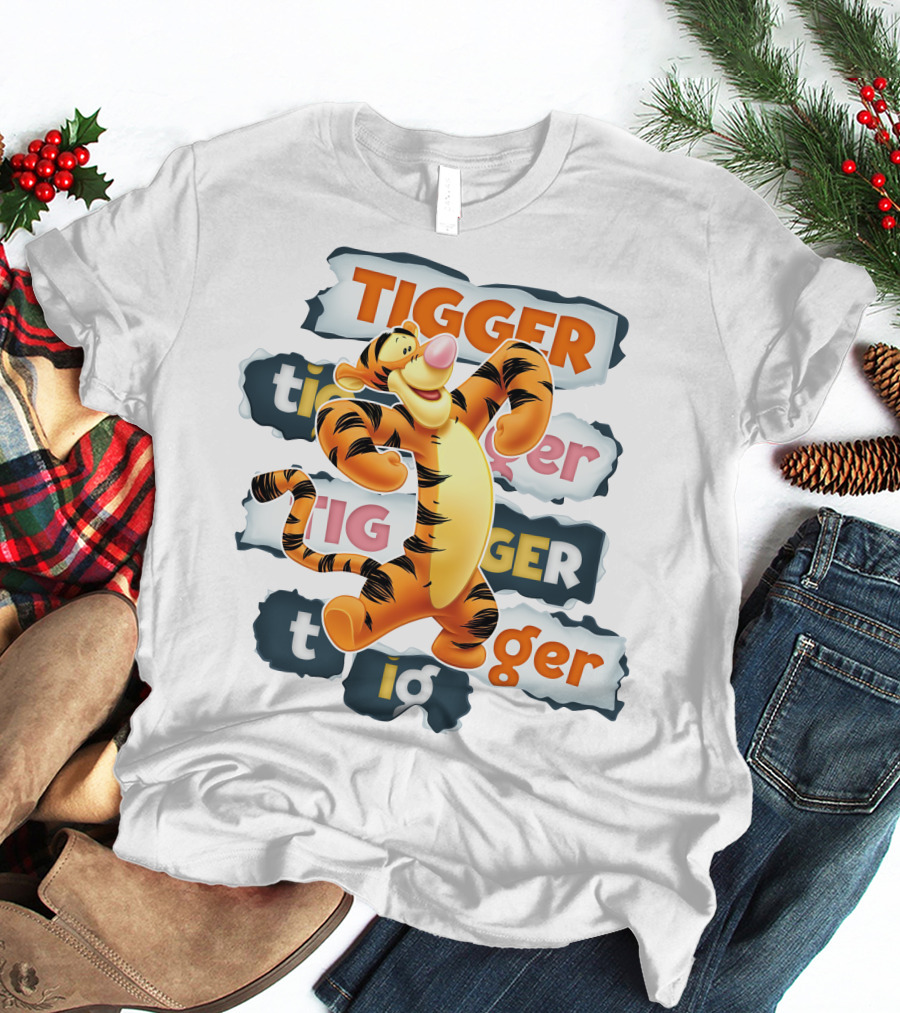Tigger Colorful Energetic Poses And Text Styles T-Shirt