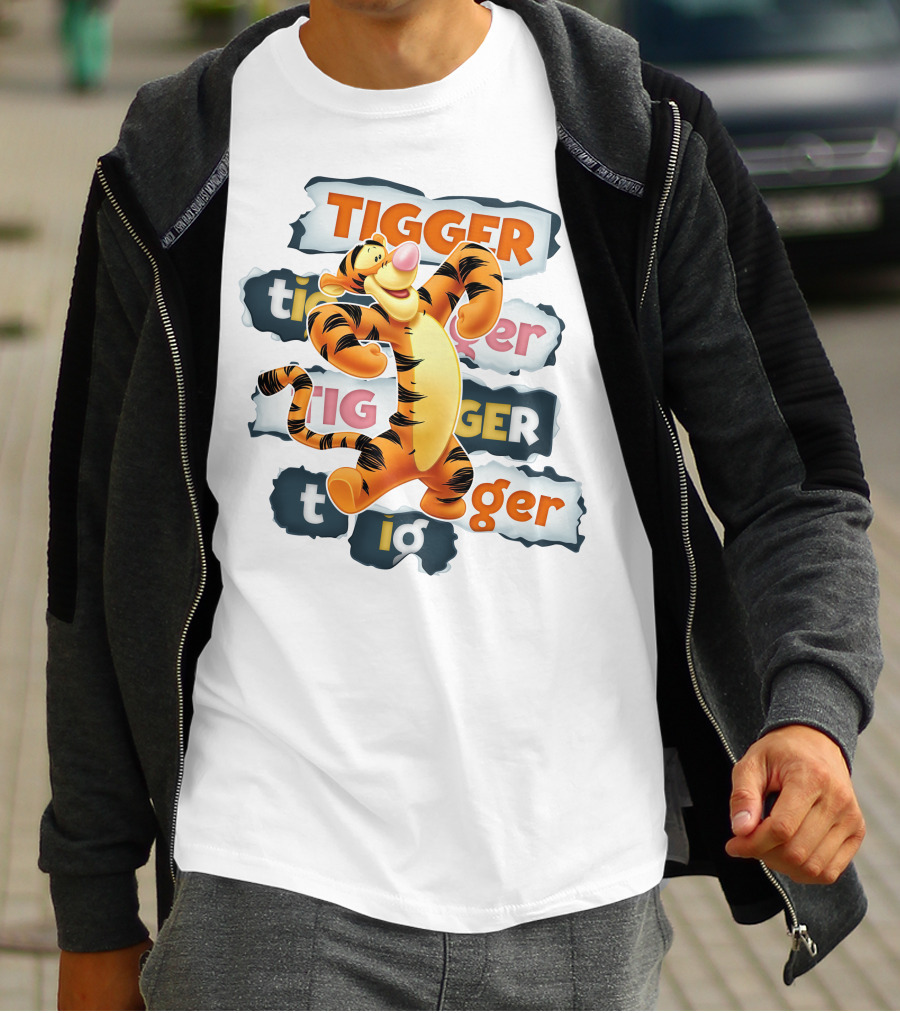 Tigger Colorful Energetic Poses And Text Styles T-Shirt