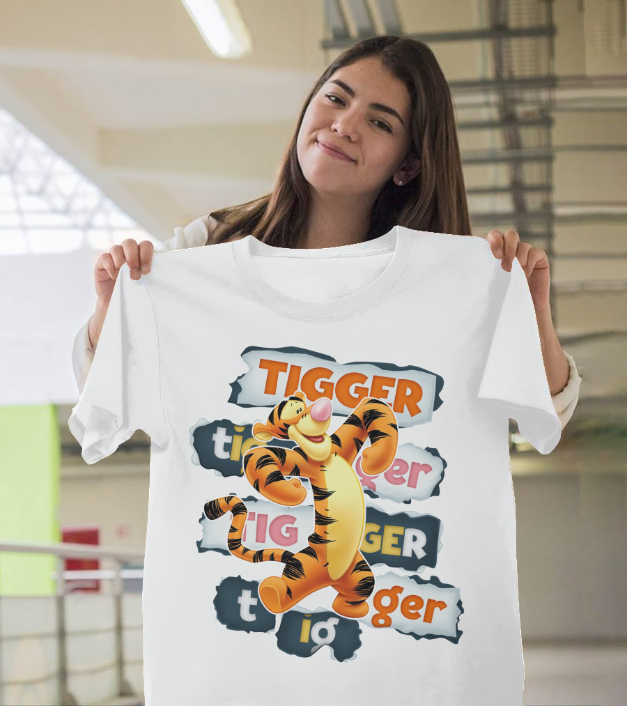 Tigger Colorful Energetic Poses And Text Styles T-Shirt