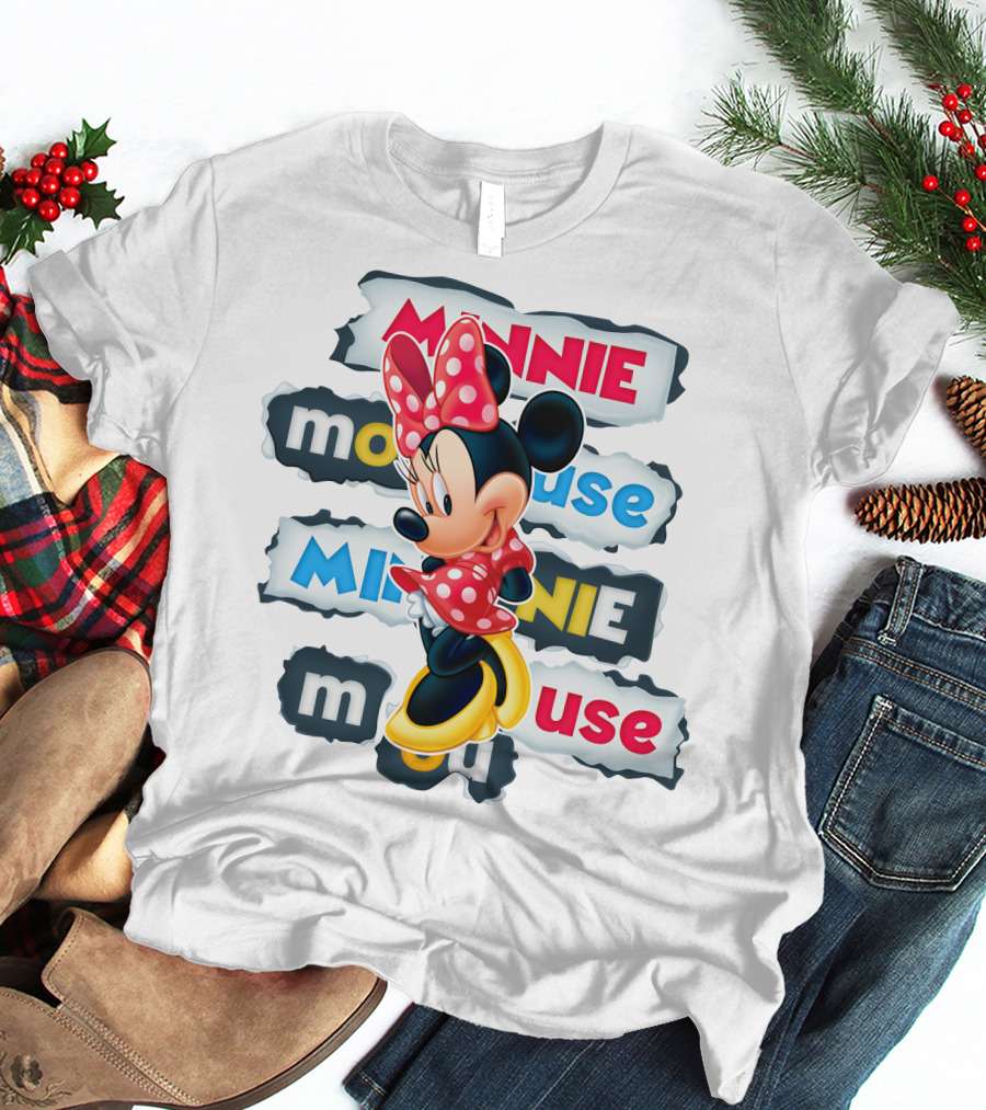 Minnie Mouse Polka Dots Bow Red And Yellow Style T-Shirt