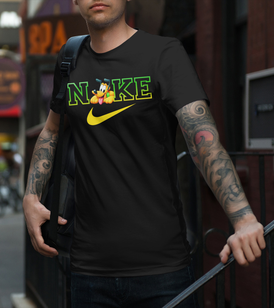 Pluto Nike Parody Logo With Disney Character And Swoosh T-Shirt