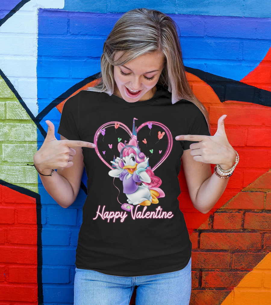 Daisy Duck Happy Valentine Balloons Castle Headphones T-Shirt