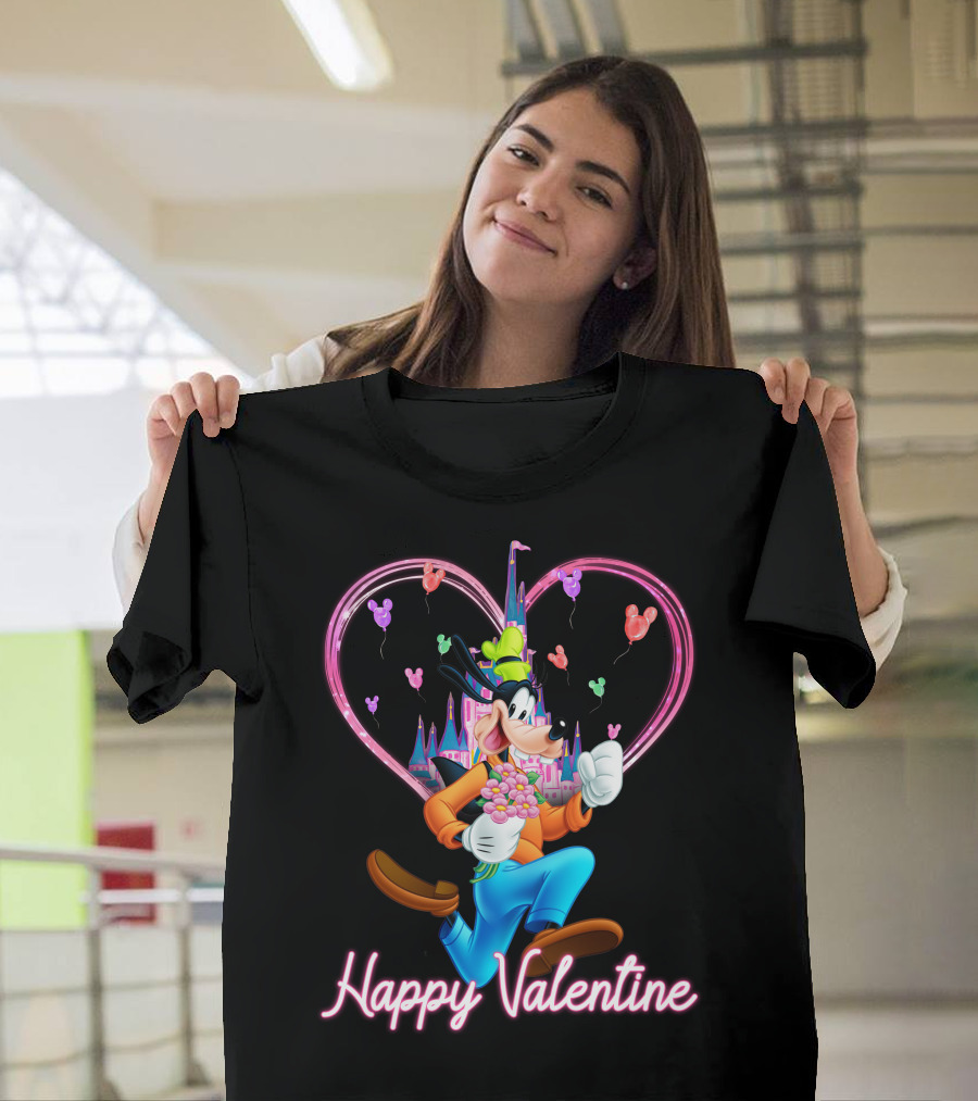 Goofy Happy Valentine Castle Balloons Bouquet T-Shirt