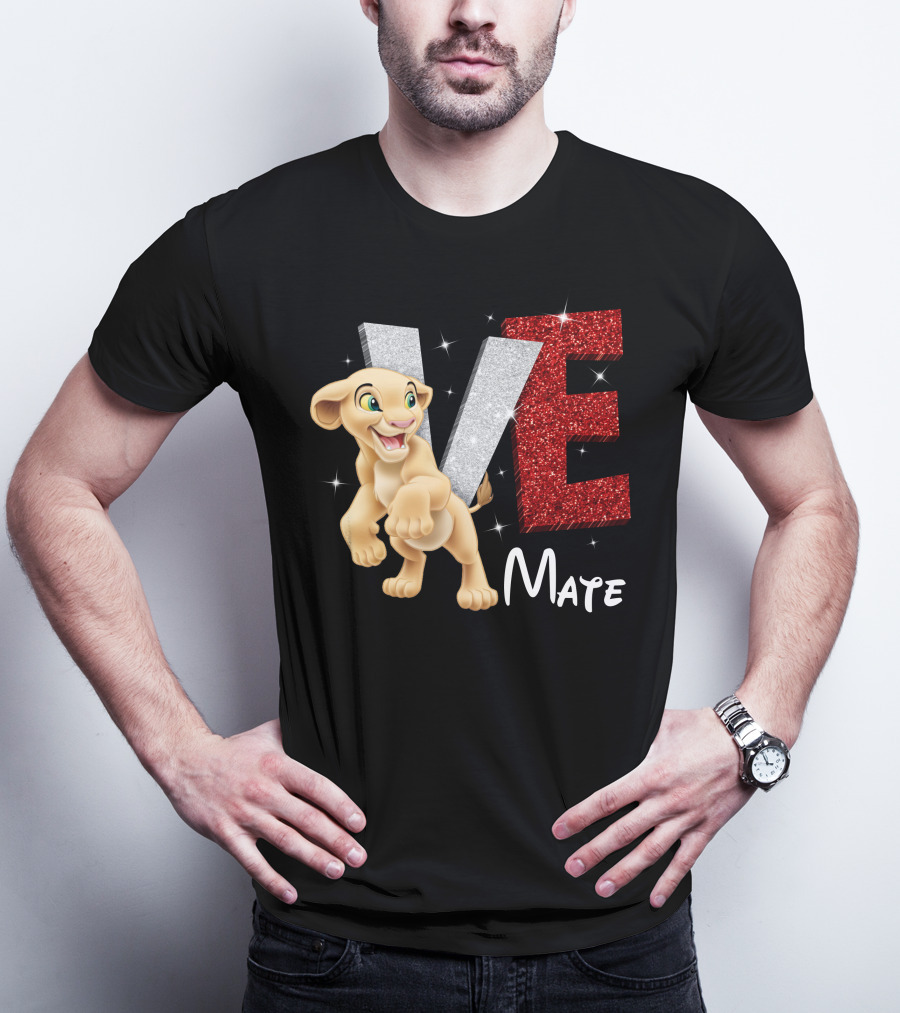 Love Mate Nala Sparkling Red And Silver Letters T-Shirt