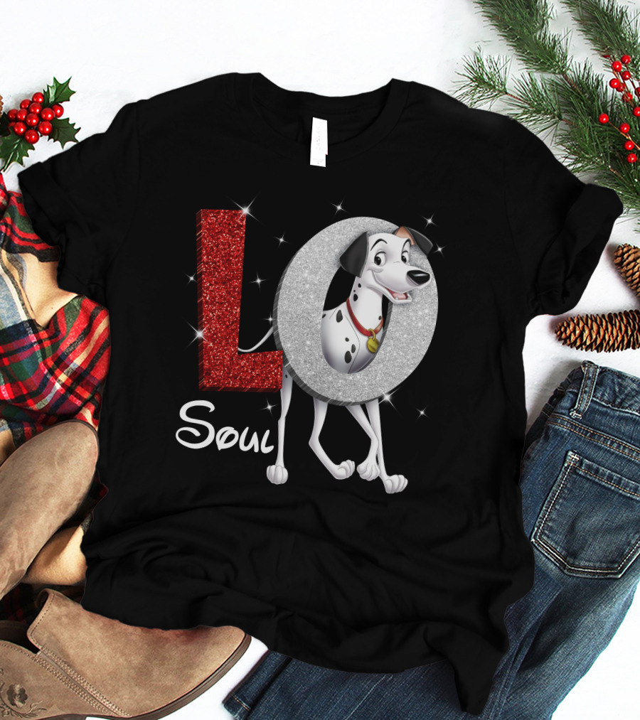 Pongo Soul Love With Glittery Red And Silver Letters T-Shirt