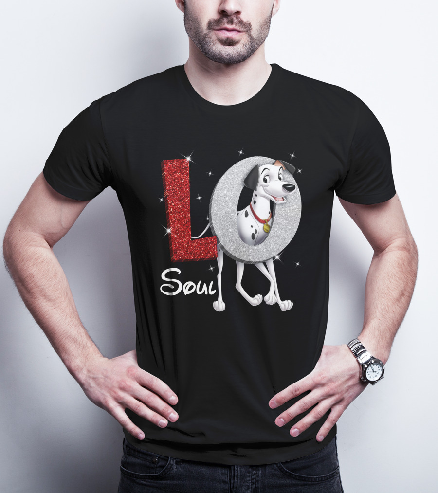 Pongo Soul Love With Glittery Red And Silver Letters T-Shirt