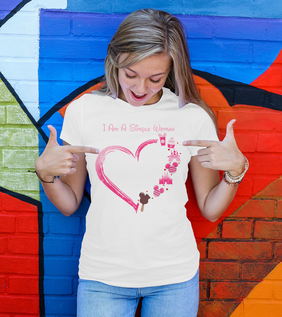 I Am A Simple Woman Heart With Ice Cream And Castle T-Shirt