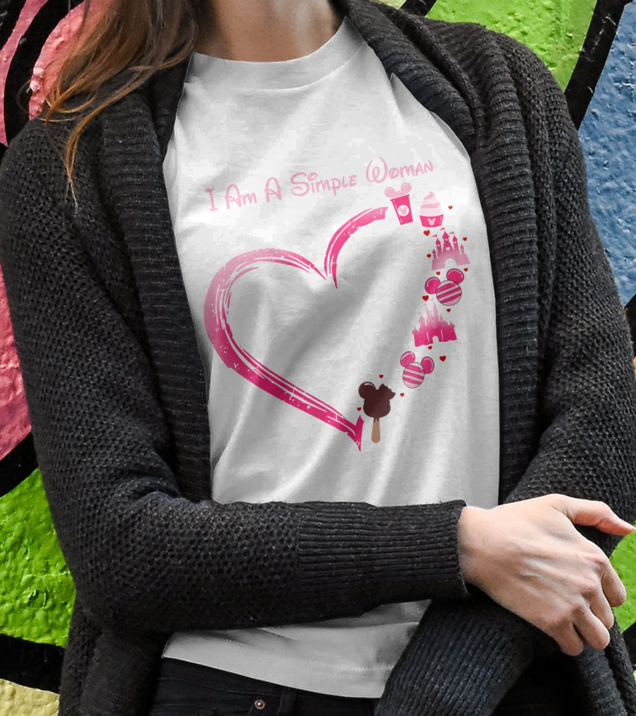 I Am A Simple Woman Heart With Ice Cream And Castle T-Shirt