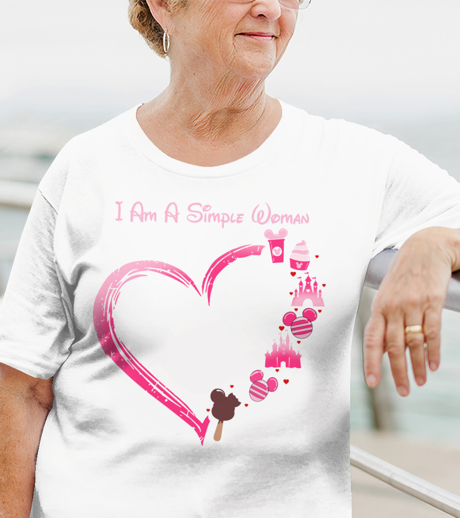 I Am A Simple Woman Heart With Ice Cream And Castle T-Shirt
