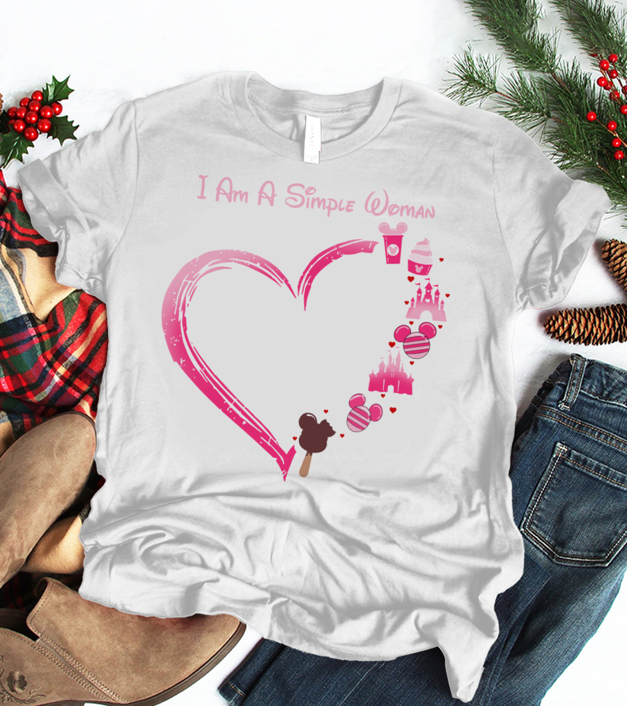 I Am A Simple Woman Heart With Ice Cream And Castle T-Shirt