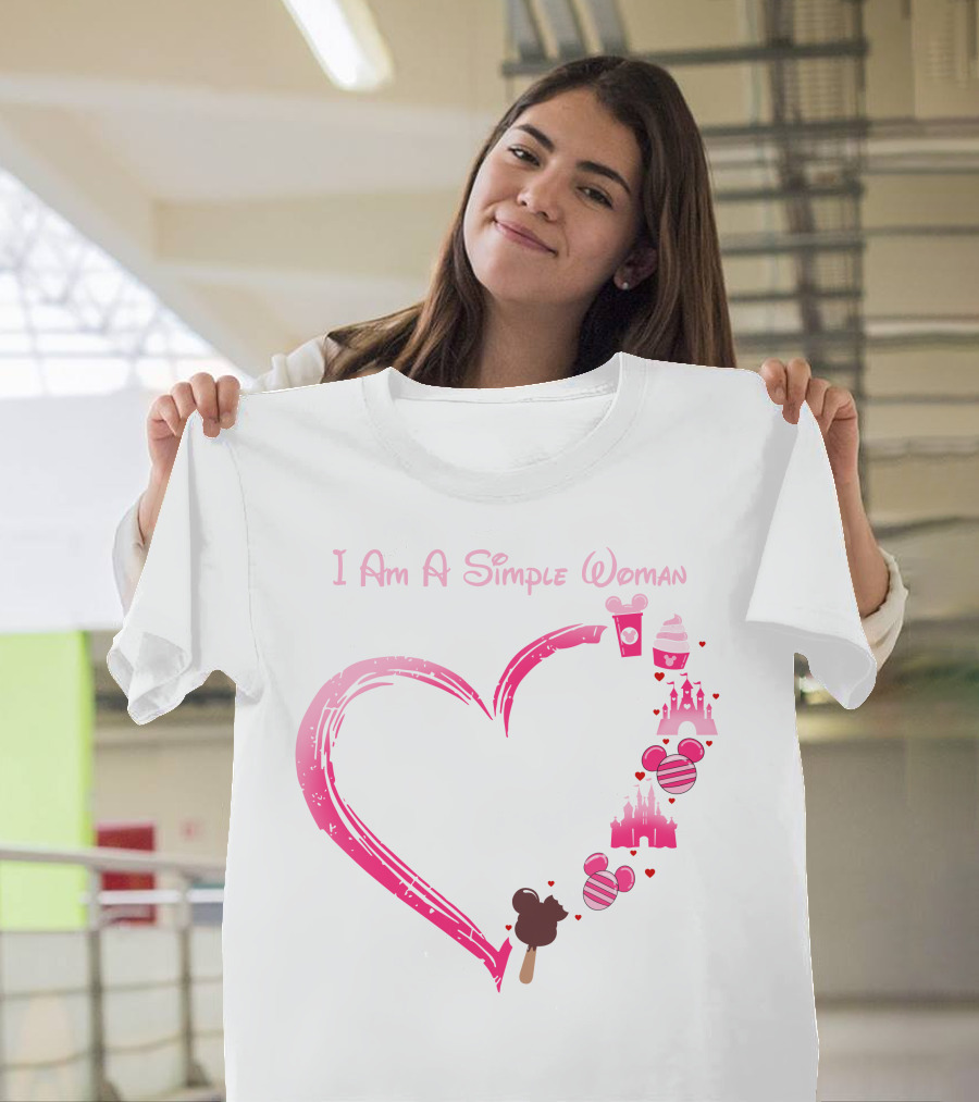 I Am A Simple Woman Heart With Ice Cream And Castle T-Shirt