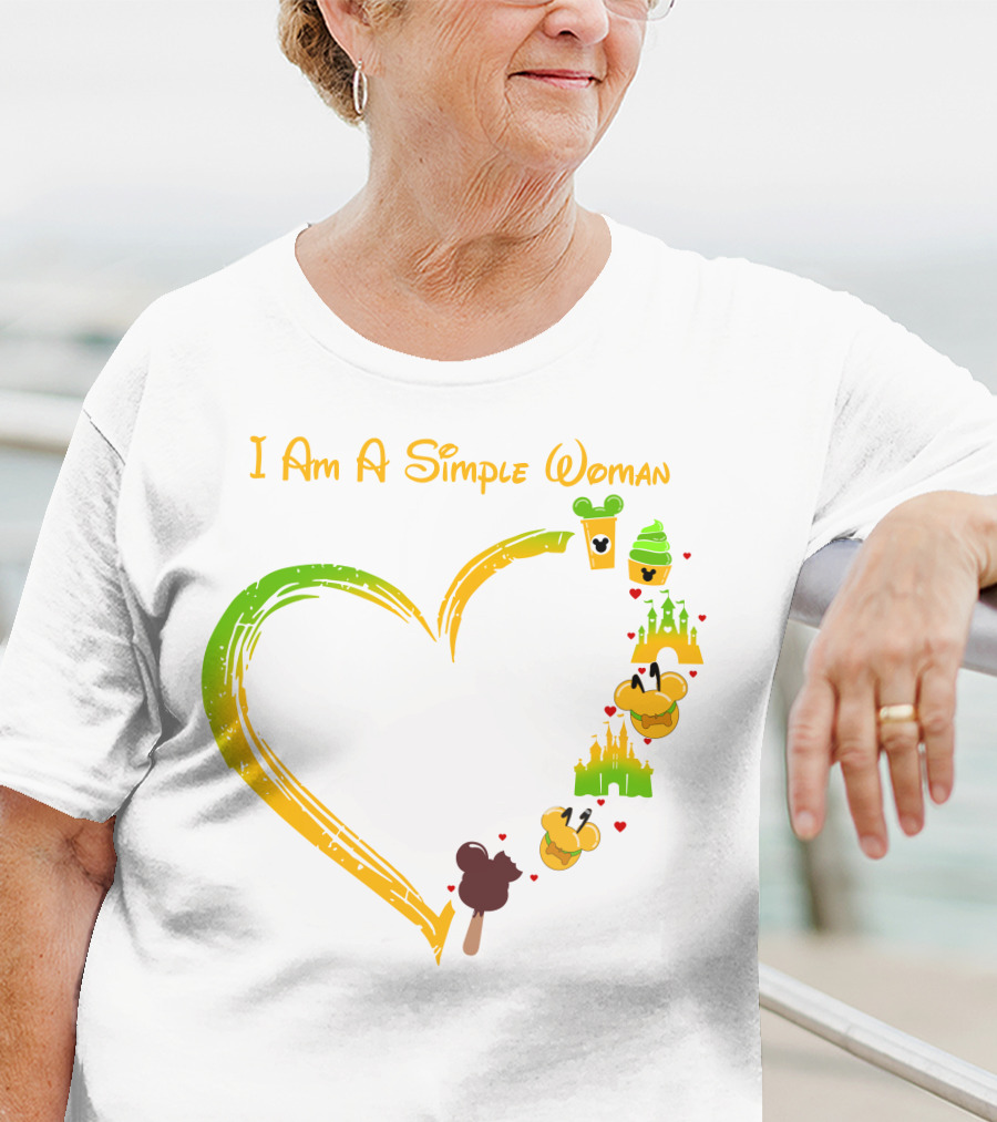 I Am A Simple Woman Heart Mouse Ears Ice Cream Castle T-Shirt
