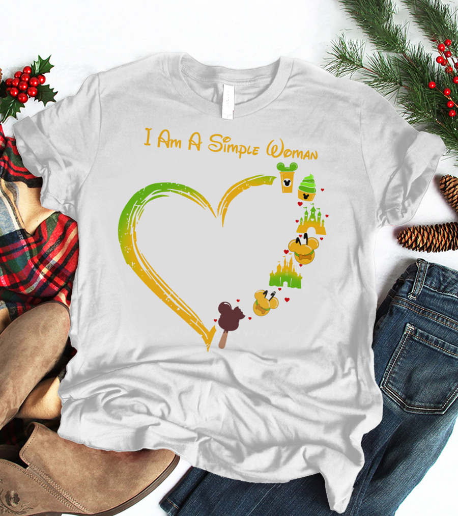 I Am A Simple Woman Heart Mouse Ears Ice Cream Castle T-Shirt