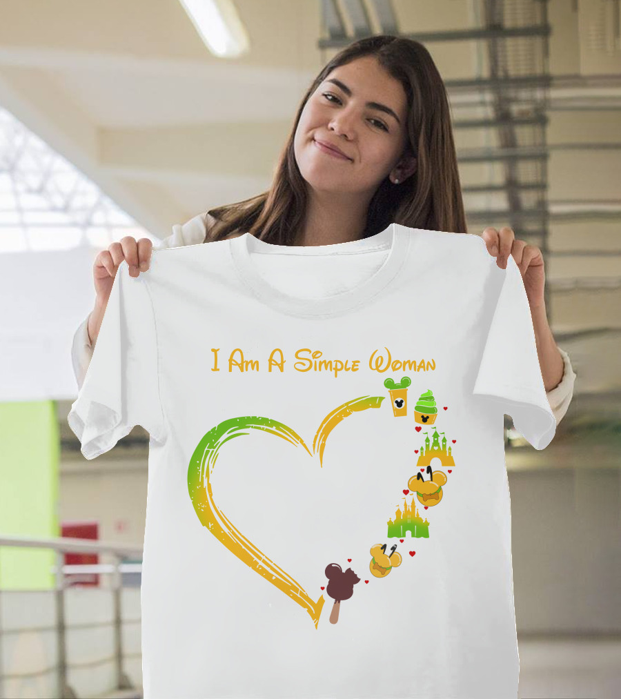 I Am A Simple Woman Heart Mouse Ears Ice Cream Castle T-Shirt