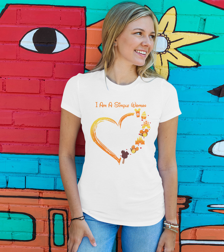 I Am A Simple Woman Mickey Treats Castle Heart T-Shirt