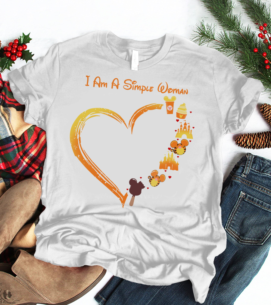I Am A Simple Woman Mickey Treats Castle Heart T-Shirt