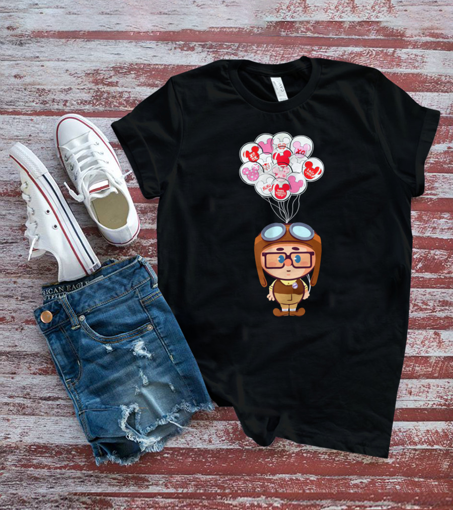 Carl Cartoon Character With Valentines Balloons T-Shirt