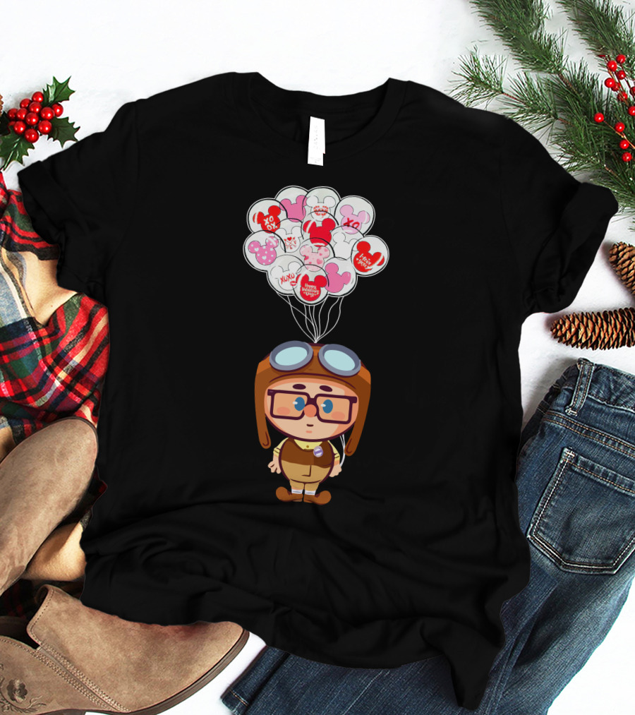 Carl Cartoon Character With Valentines Balloons T-Shirt