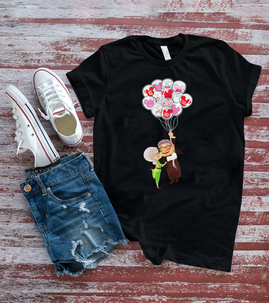 Carl And Ellie Up Balloons Love Adventure Minnie Mickey Mouse T-Shirt