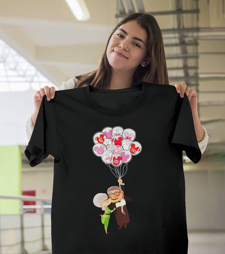 Carl And Ellie Up Balloons Love Adventure Minnie Mickey Mouse T-Shirt