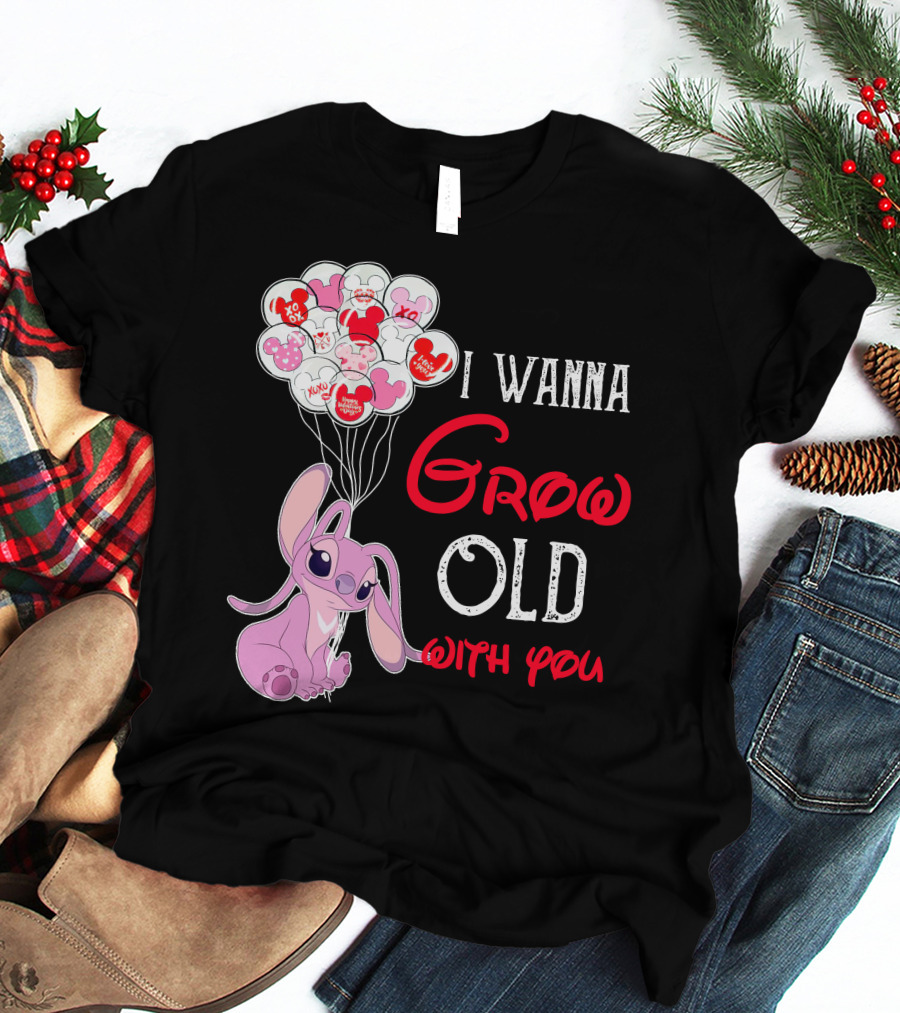 I Wanna Grow Old With You Angel Heart Balloons T-Shirt