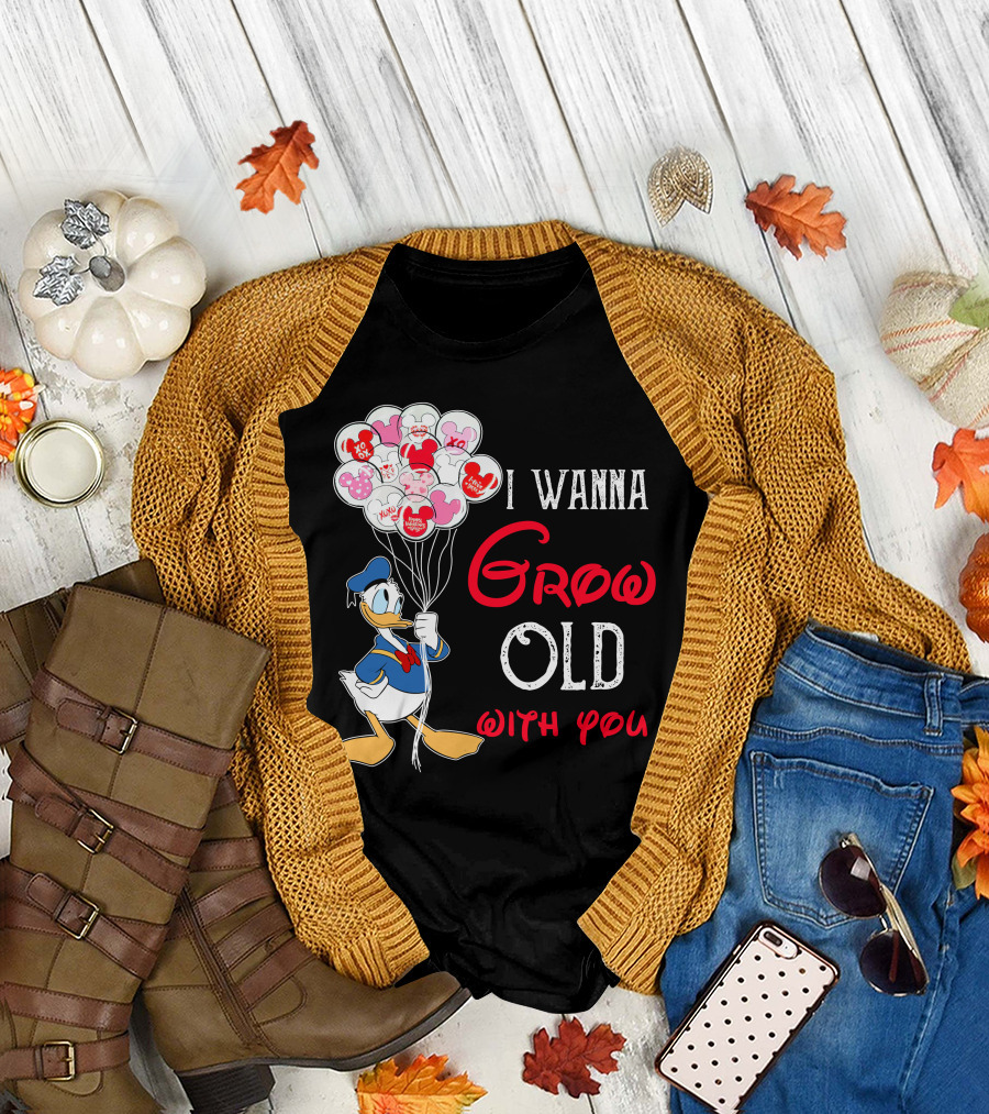 Donald Duck I Wanna Grow Old With You Balloons T-Shirt