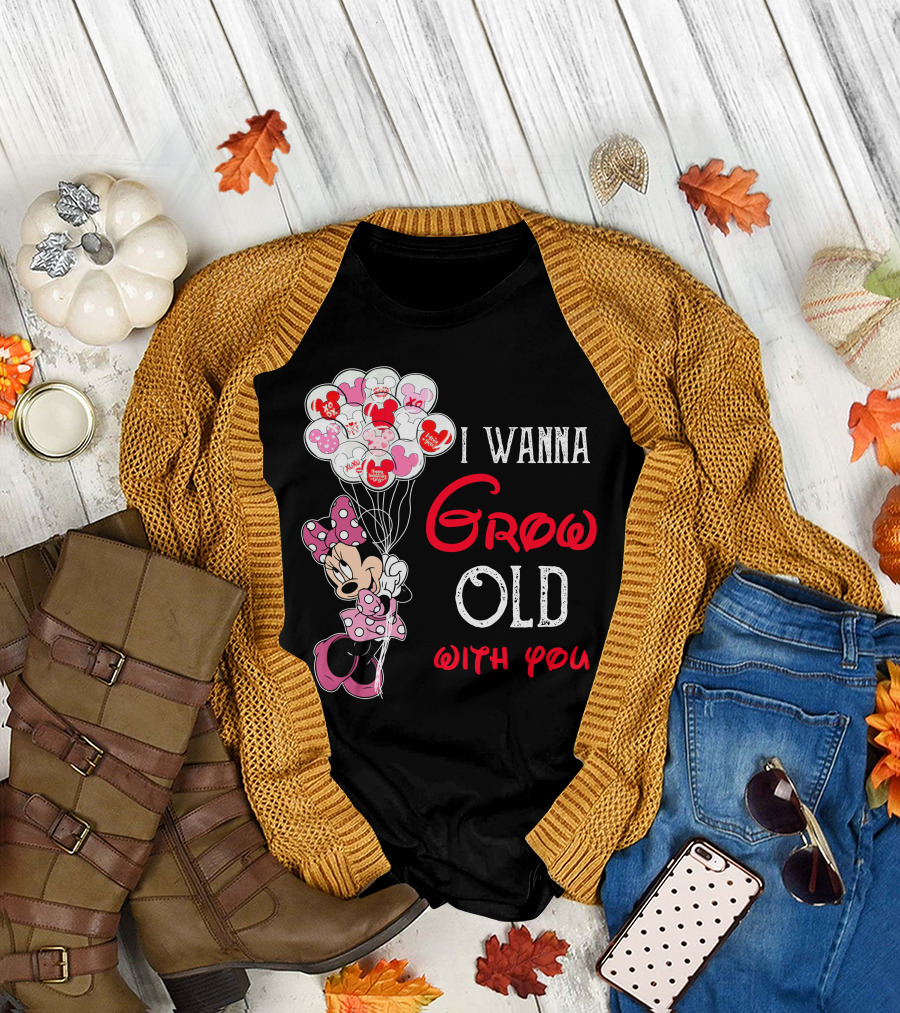 Minnie I Wanna Grow Old With You Balloons T-Shirt
