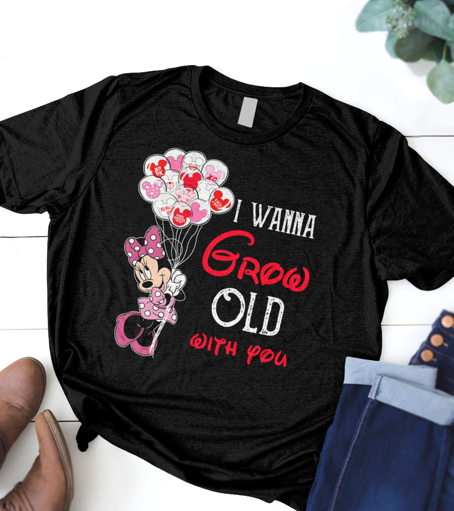 Minnie I Wanna Grow Old With You Balloons T-Shirt