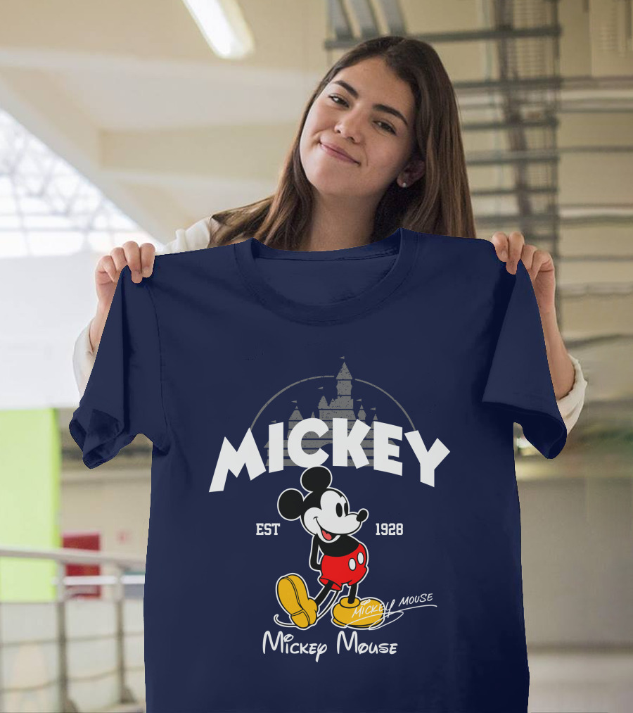 Mickey Mouse Est 1928 Castle Backdrop T-Shirt