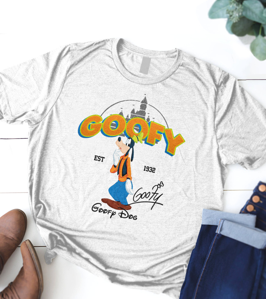 Goofy Est 1932 Disney Goofy Dog Castle Backdrop T-Shirt