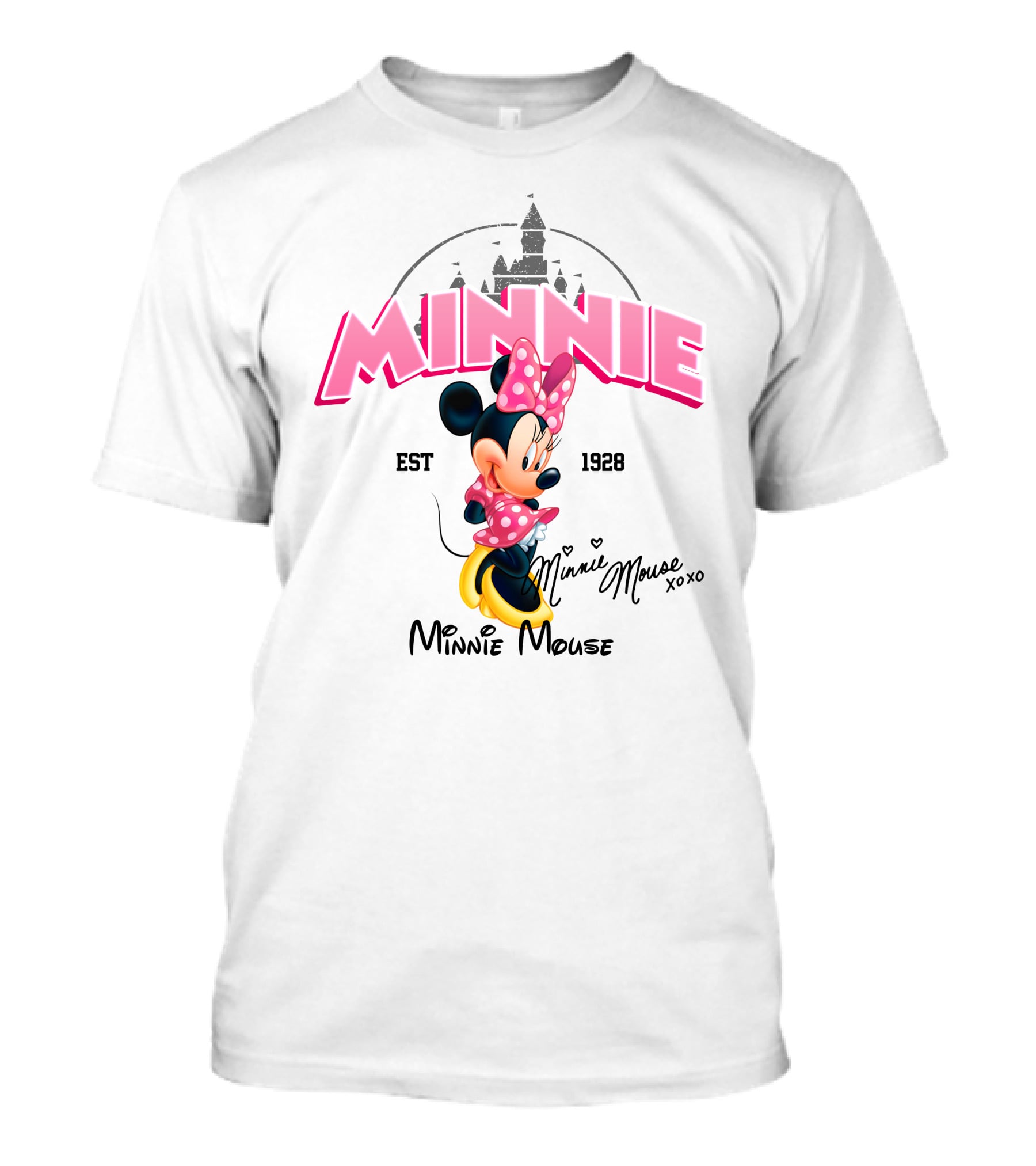 Minnie Mouse Est 1928 Disney Castle Background Xoxo T-Shirt