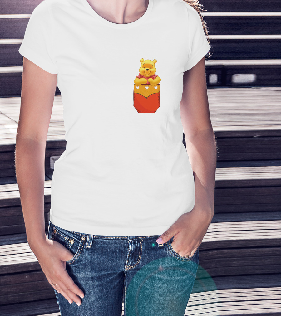 Winnie The Pooh In Red Pocket T-Shirt