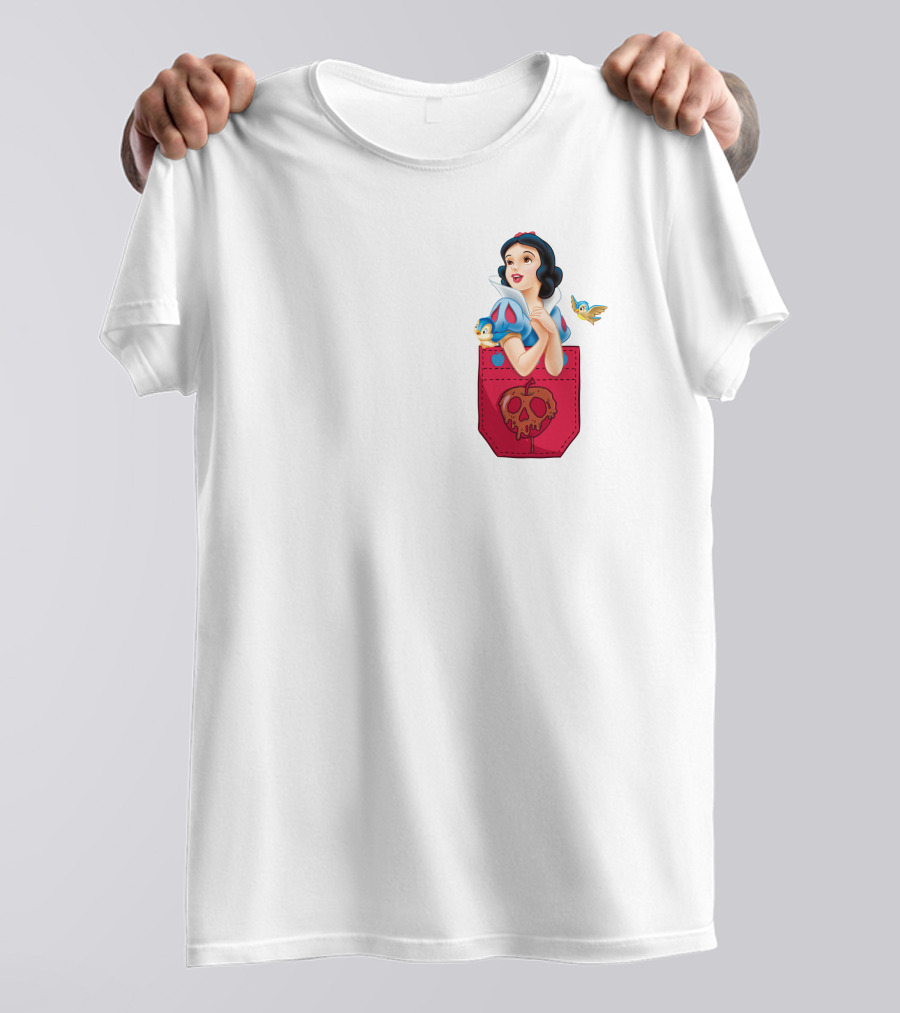 Snow White With Bluebird And Poison Apple Pocket T-Shirt