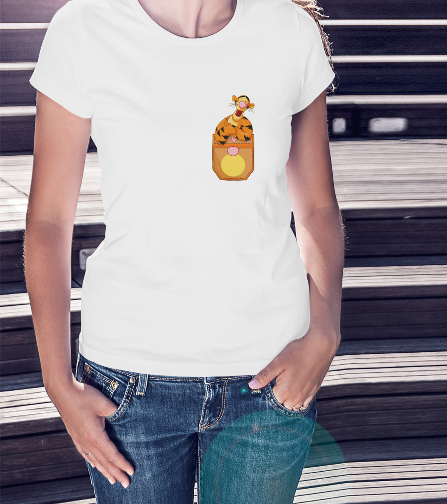 Tigger In Pocket Disney Winnie The Pooh Character T-Shirt