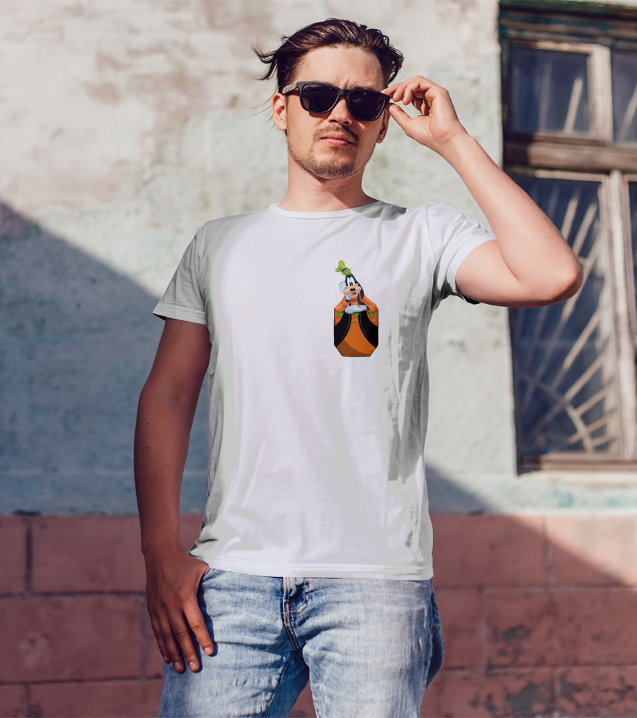 Goofy Disney Character In Pocket Style T-Shirt