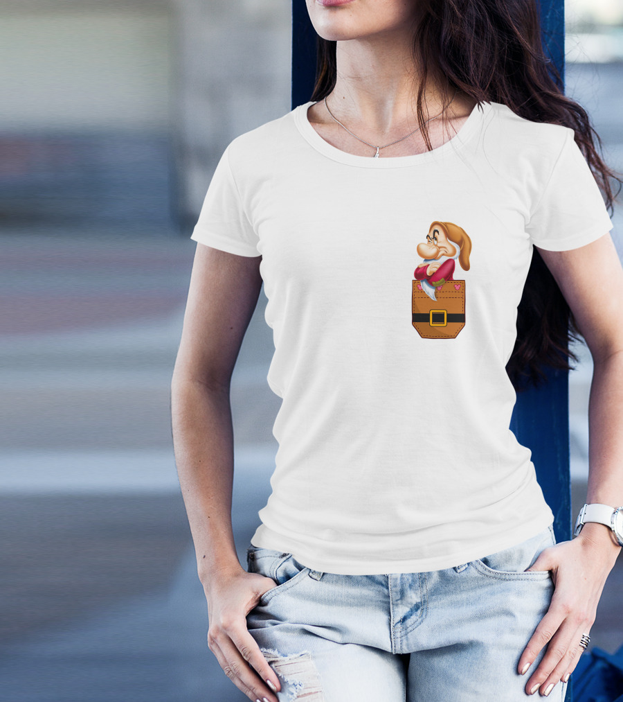 Grumpy Dwarf In Pocket Disney Character T-Shirt