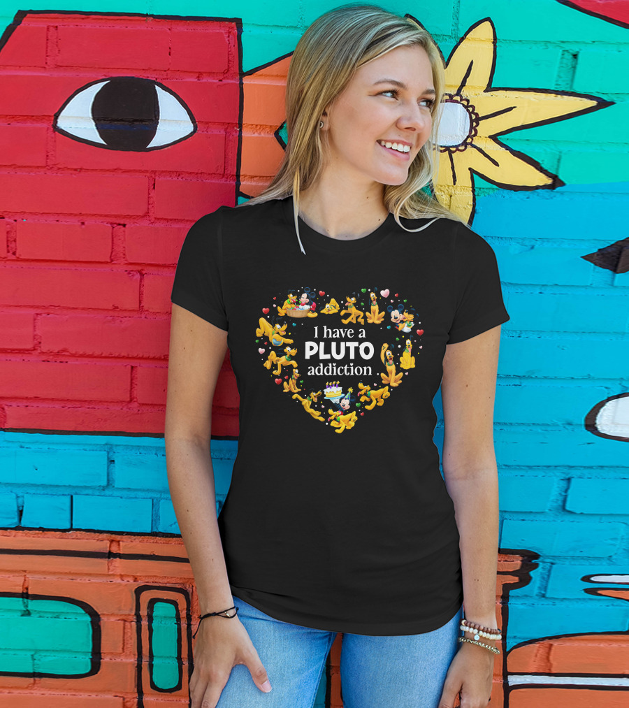 I Have A Pluto Addiction Heart With Mickey And Cake T-Shirt