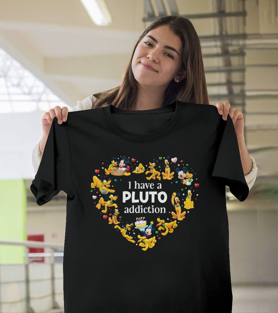 I Have A Pluto Addiction Heart With Mickey And Cake T-Shirt
