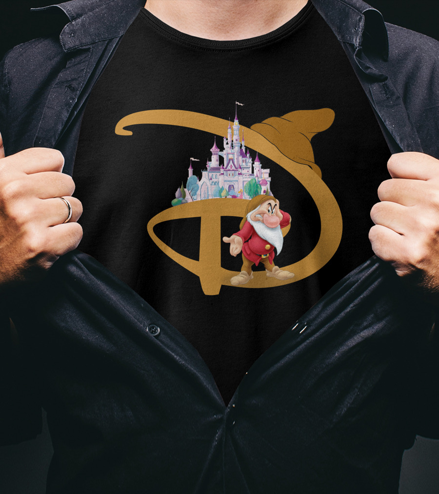 Grumpy With Castle And Character In Fantasy Setting T-Shirt