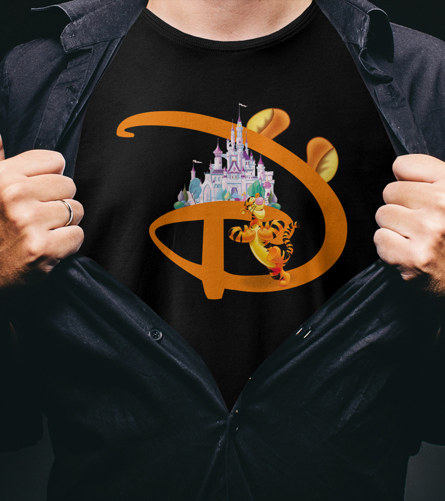 Tigger Disney Castle Icon With Orange D And Ears T-Shirt