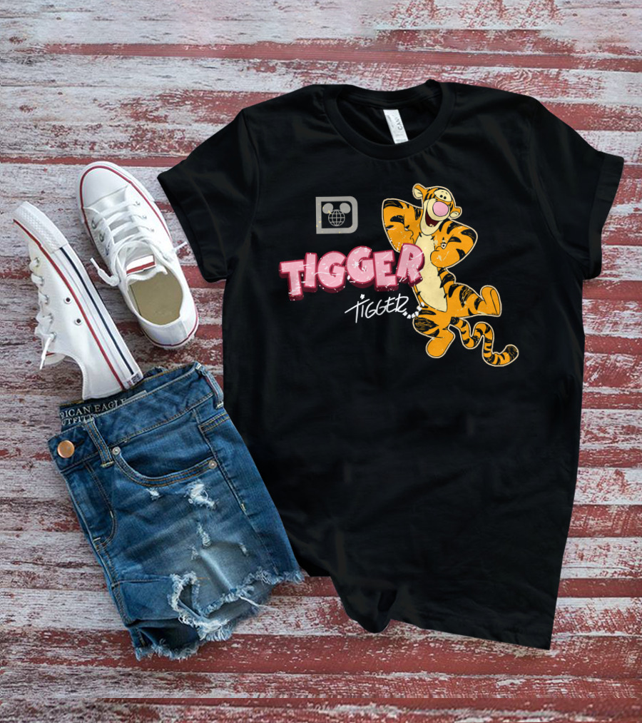 Tigger Disney Character Logo With Illustration And T-Shirt