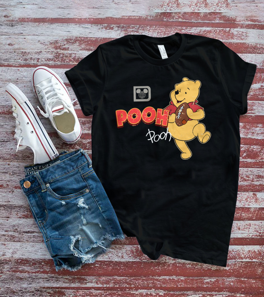 Pooh Football Holding Iconic Character With Vintage T-Shirt